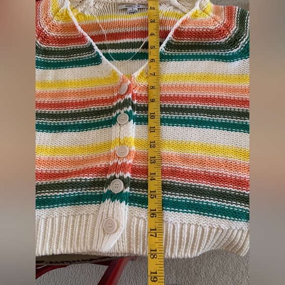 O'Neill Cropped Striped Button up Cardigan Size Small - Picture 4 of 5